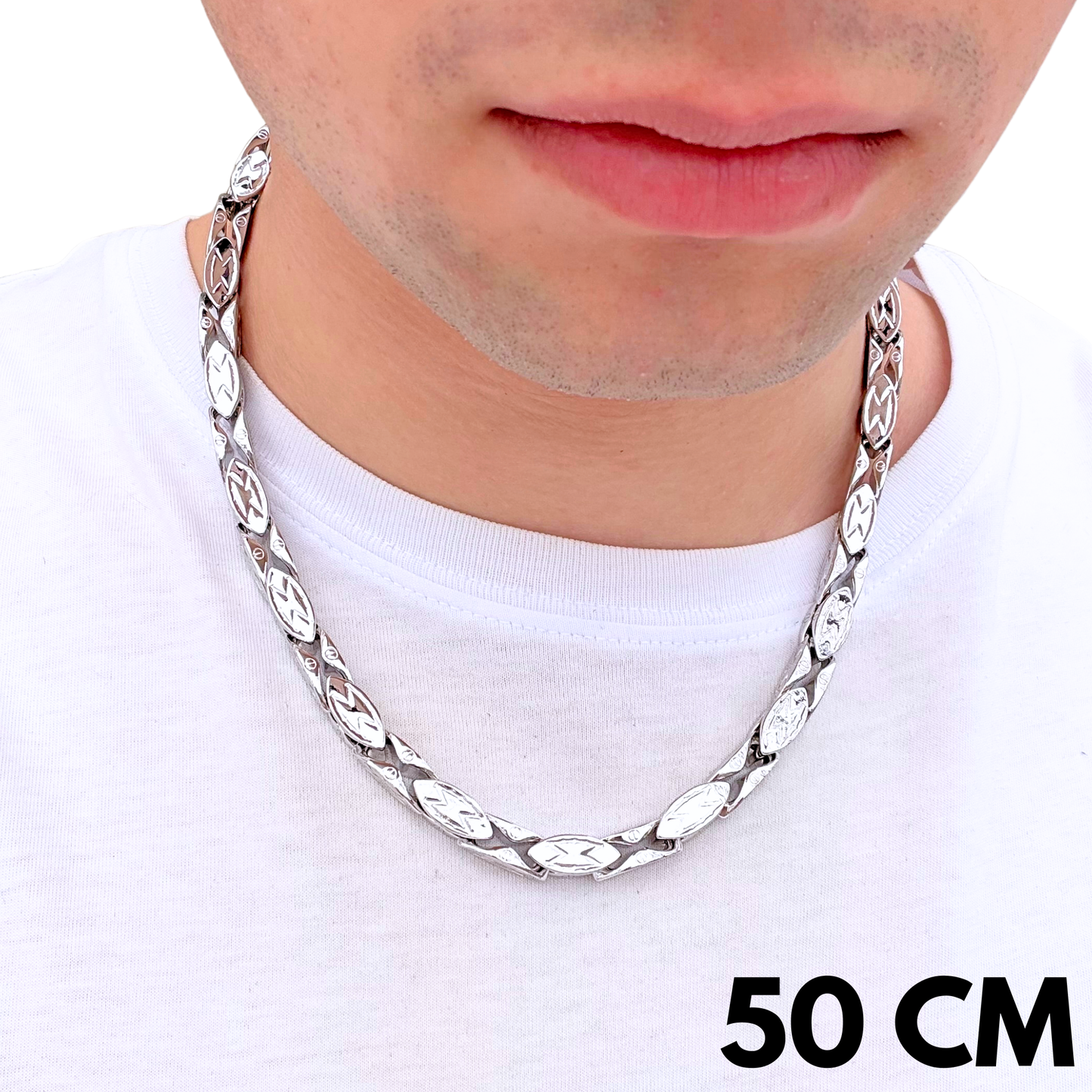 Łańcuch Magnacki Białe Złoto - 7mm