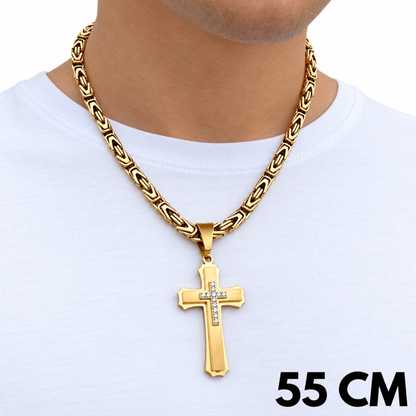 ZESTAW - Cesarski Złoty 6mm + Zawieszka Royal Cross Złota