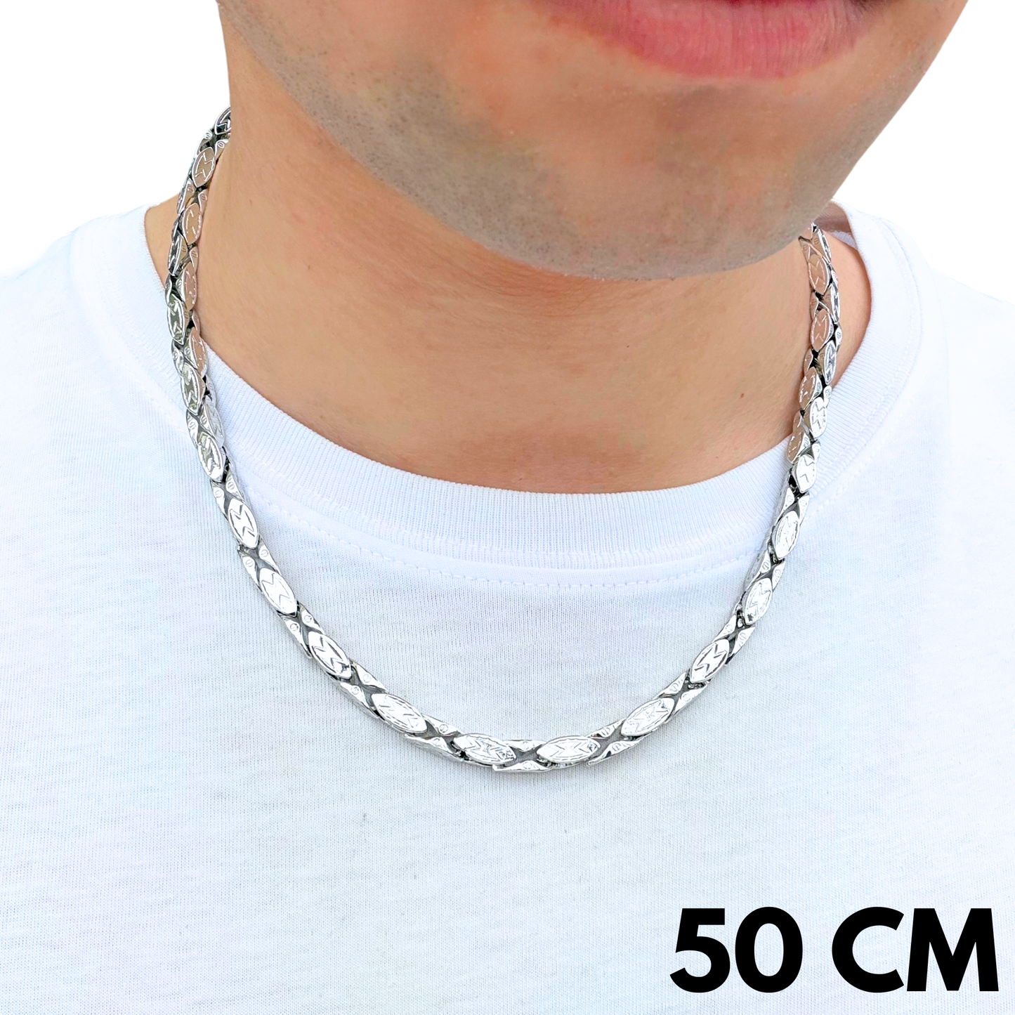 Łańcuch Magnacki Białe Złoto - 5mm