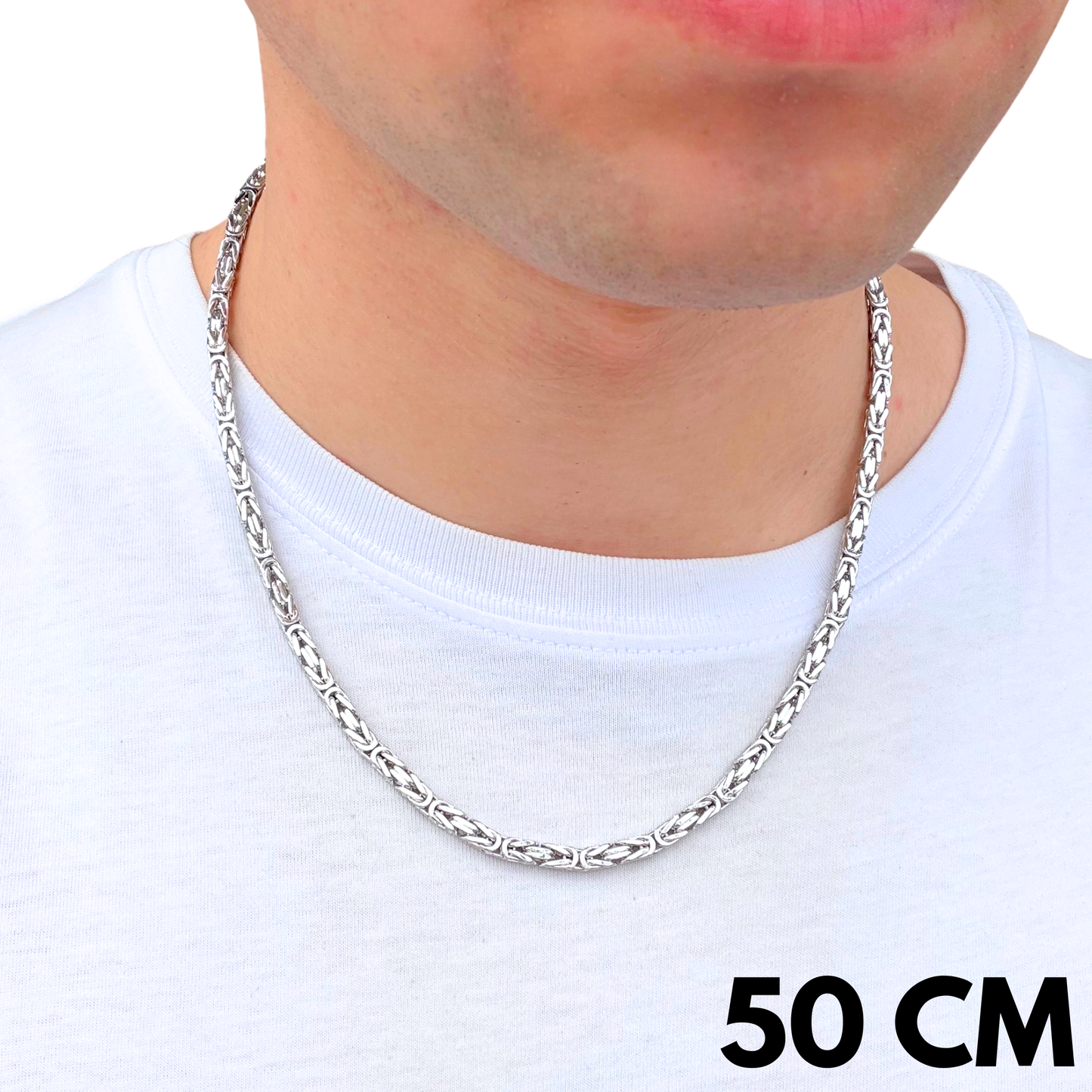 Łańcuch Cesarski Białe Złoto - 4mm