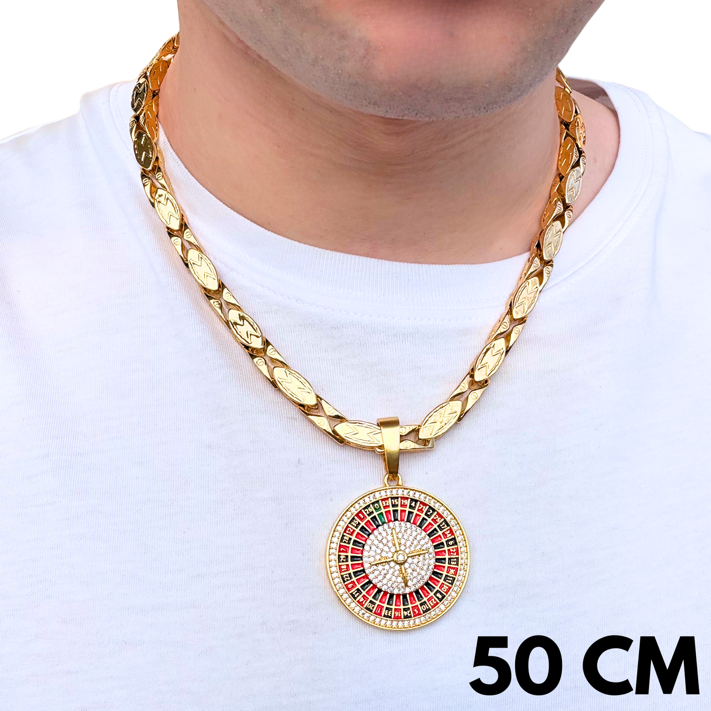 ZESTAW - Magnacki 7 mm Złoty + Zawieszka Ruletka Złota