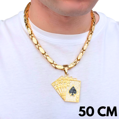 ZESTAW - Magnacki 7 mm Złoty + Zawieszka Poker Złota