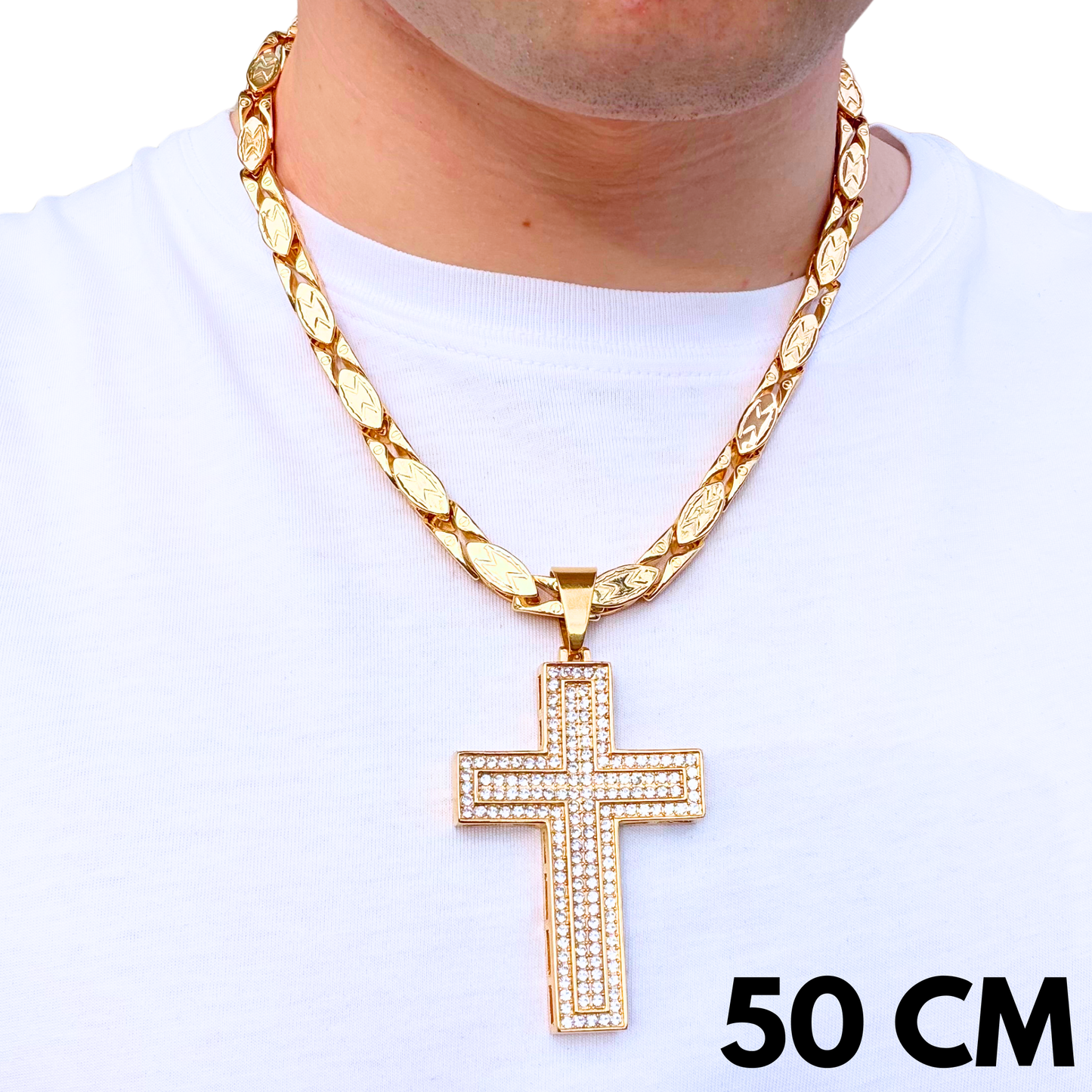 ZESTAW - Magnacki 7 mm Złoty + Zawieszka Loyalty Cross Złota