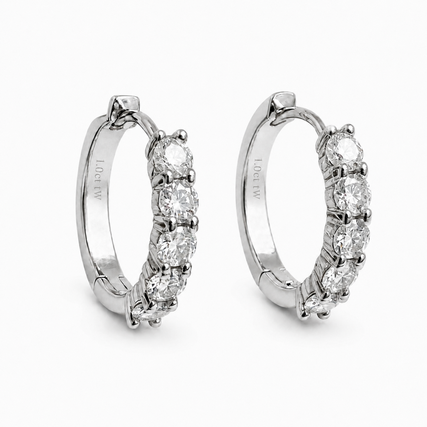 Kolczyki Diamond Hoop z moissanitem 2.0 ct S925 Białe Złoto Damskie