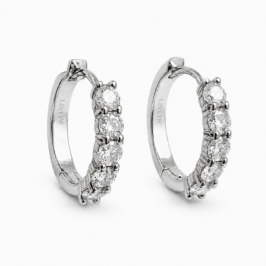 Kolczyki Diamond Hoop z moissanitem 2.0 ct S925 Białe Złoto Damskie
