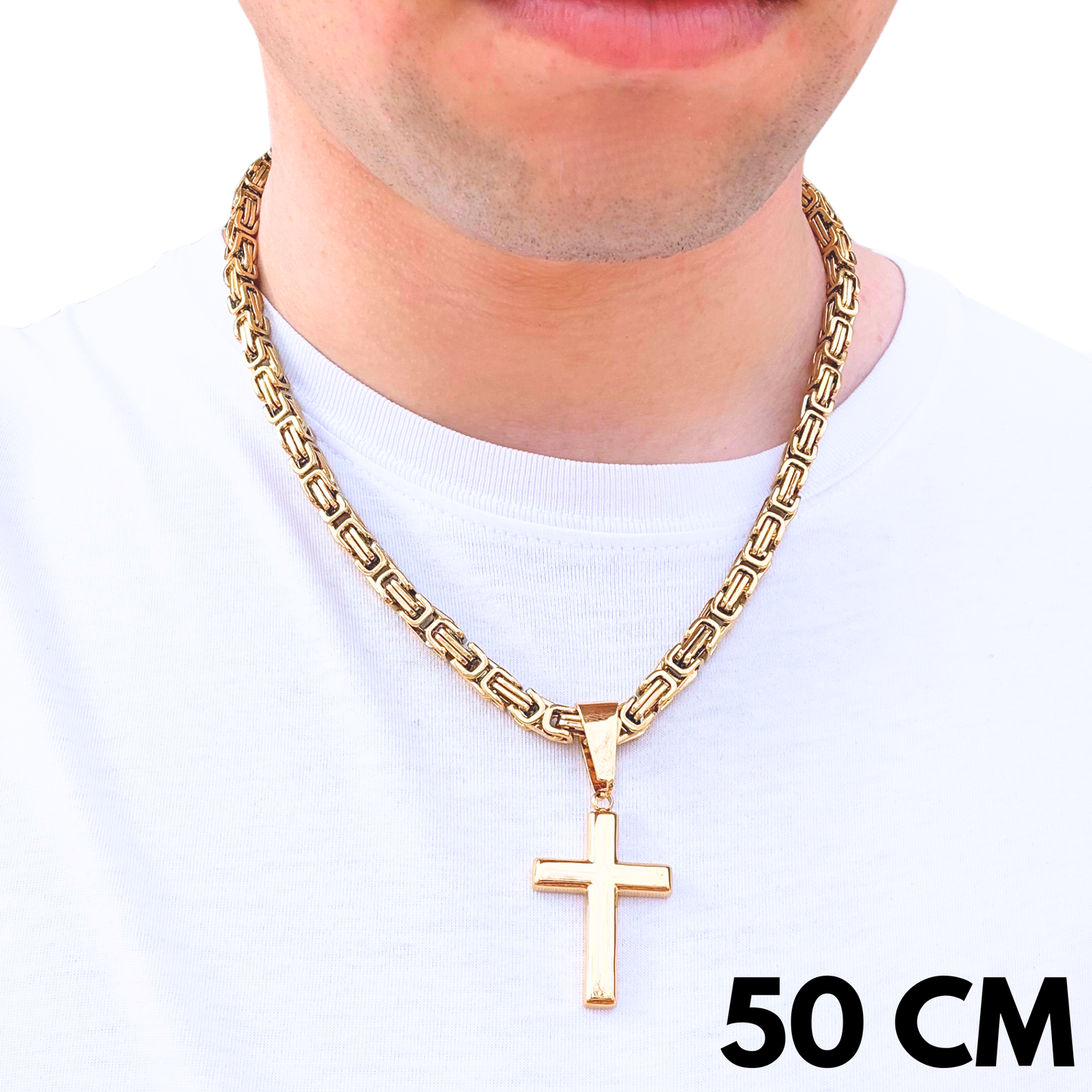 ZESTAW - Królewski Złoty 6mm + Zawieszka Clean Cross Złota