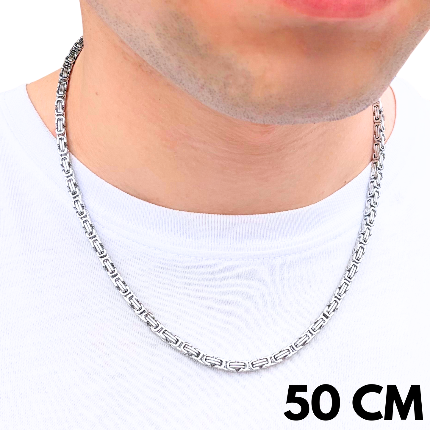 Łańcuch Królewski Białe Złoto - 4mm