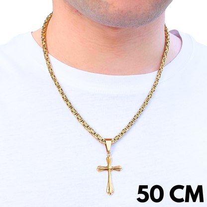 ZESTAW - Królewski Złoty 4mm + Zawieszka Grace Cross Złota