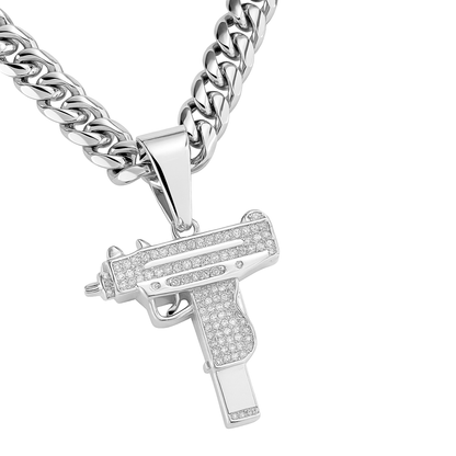 Zawieszka UZI Białe Złoto