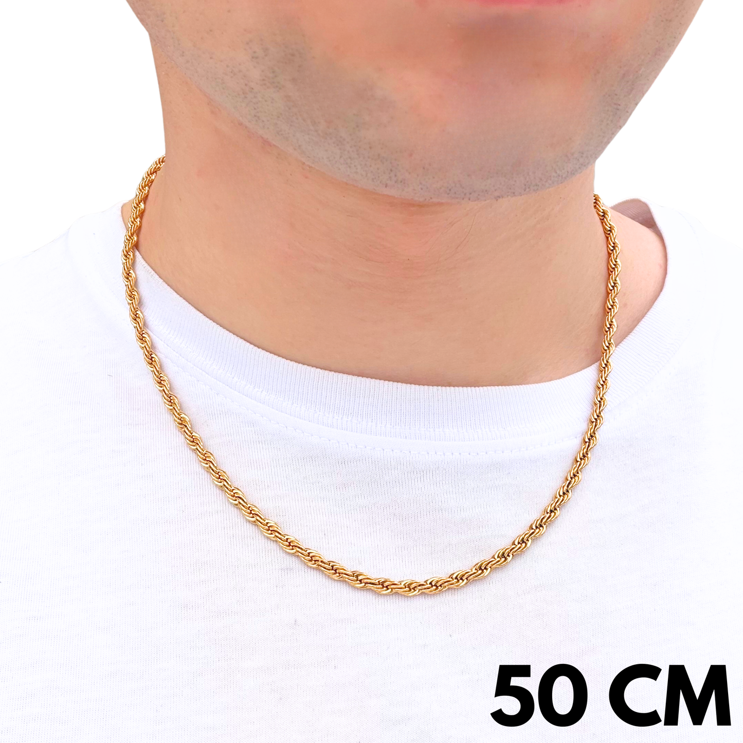 Łańcuch Rope Złoty - 4mm