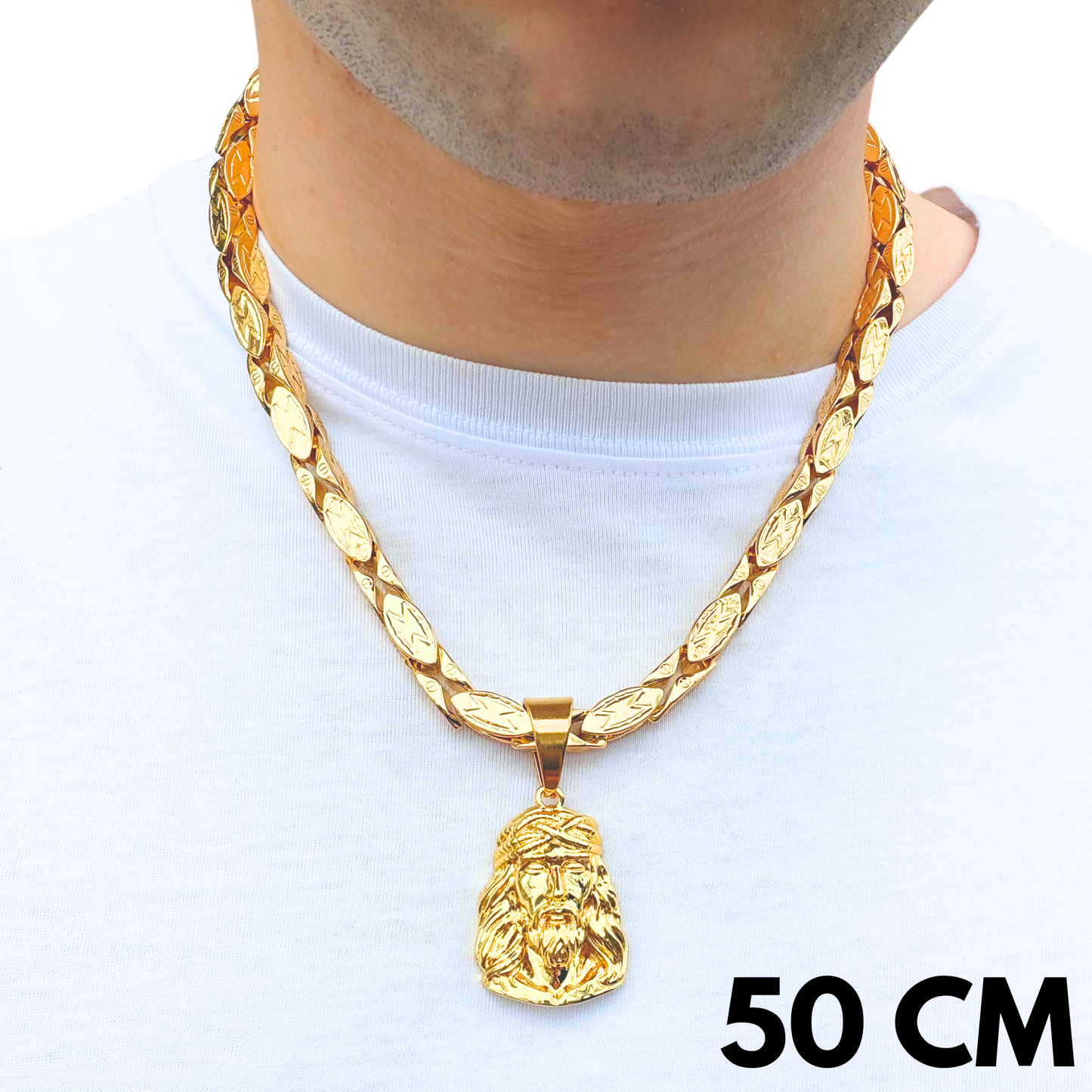 ZESTAW - Magnacki 7 mm Złoty + Zawieszka Jezus Thorn Złota