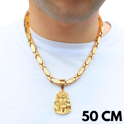 ZESTAW - Magnacki 7 mm Złoty + Zawieszka Jezus Thorn Złota