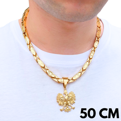 ZESTAW - Magnacki 7 mm Złoty + Zawieszka Orzeł Złota