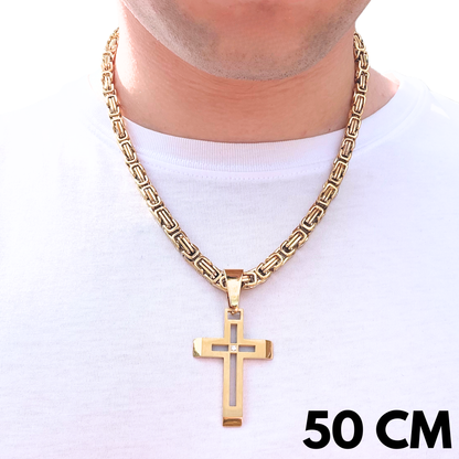 ZESTAW - Królewski Złoty 6mm + Zawieszka Elite Cross Złota