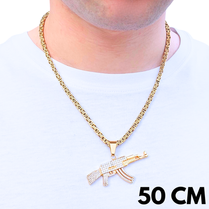 ZESTAW - Królewski Złoty 4mm + Zawieszka AK Złota