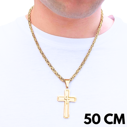 ZESTAW - Królewski Złoty 4mm + Zawieszka Monarch's Cross Złota