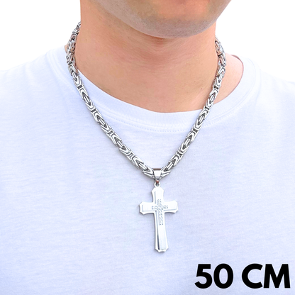 ZESTAW - Cesarski 6mm + Zawieszka Royal Cross Białe Złoto