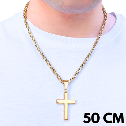ZESTAW - Królewski Złoty 4mm + Zawieszka Clean Cross Złota