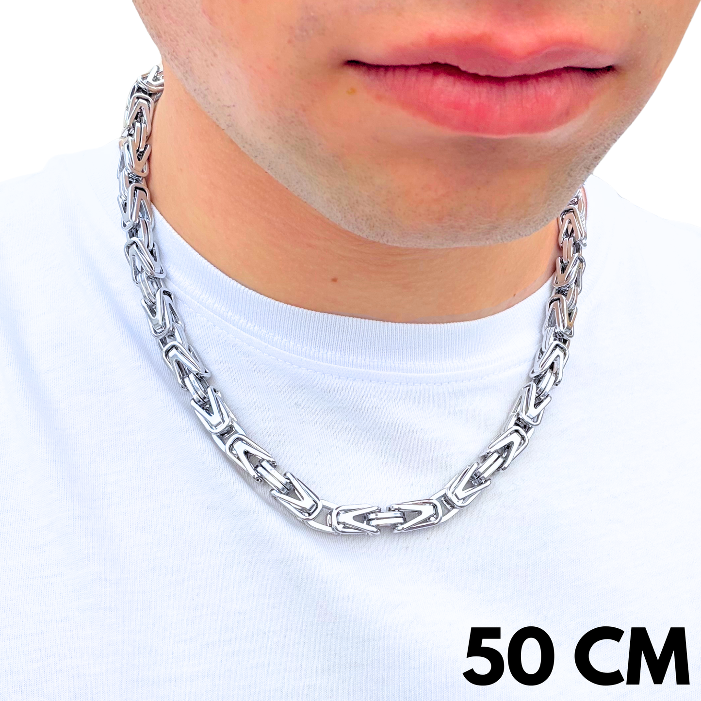 Łańcuch Cesarski Białe Złoto - 8mm