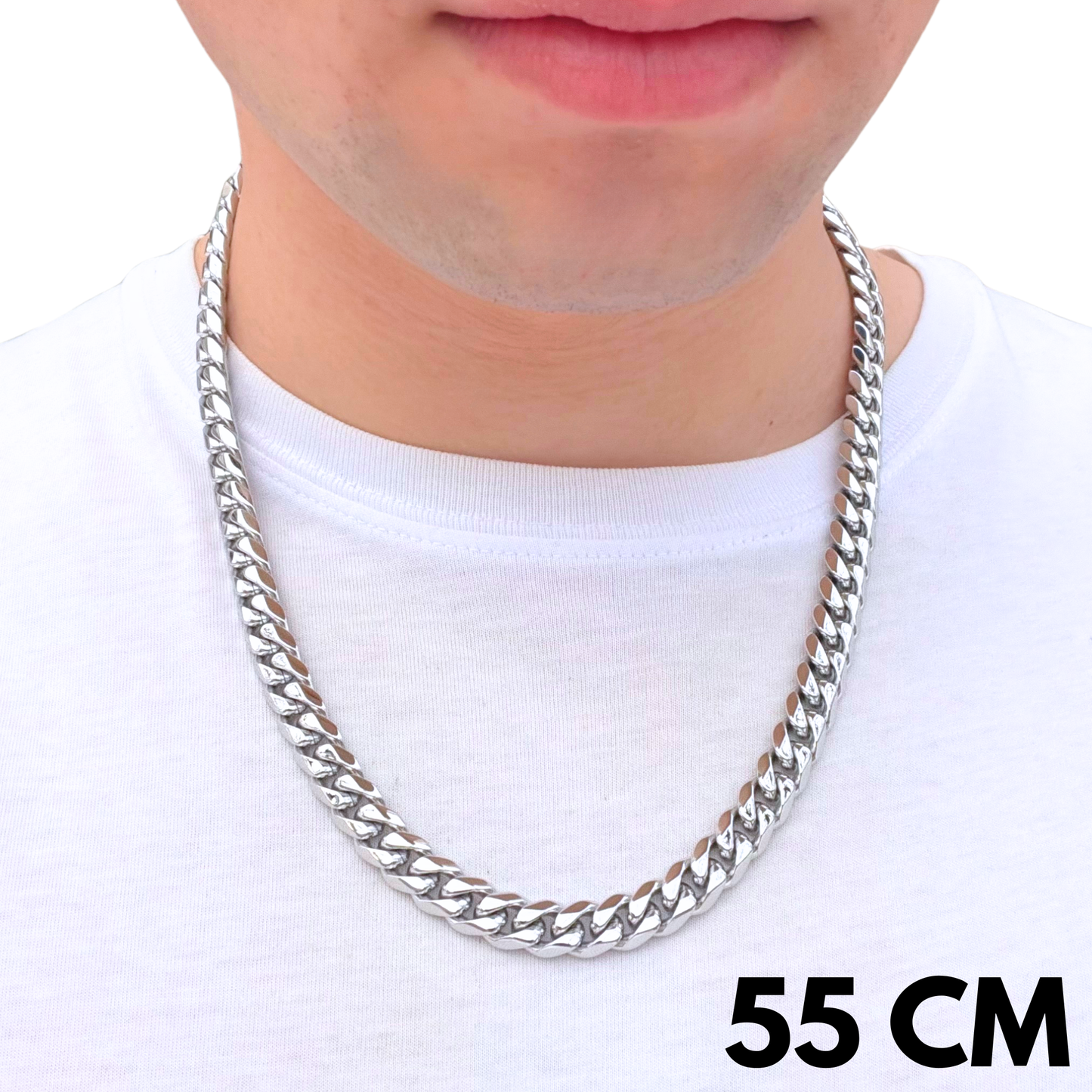 Łańcuch Cuban Białe Złoto - 10mm