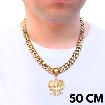 ZESTAW - Cuban Złoty 12mm + Zawieszka Orzeł Złota