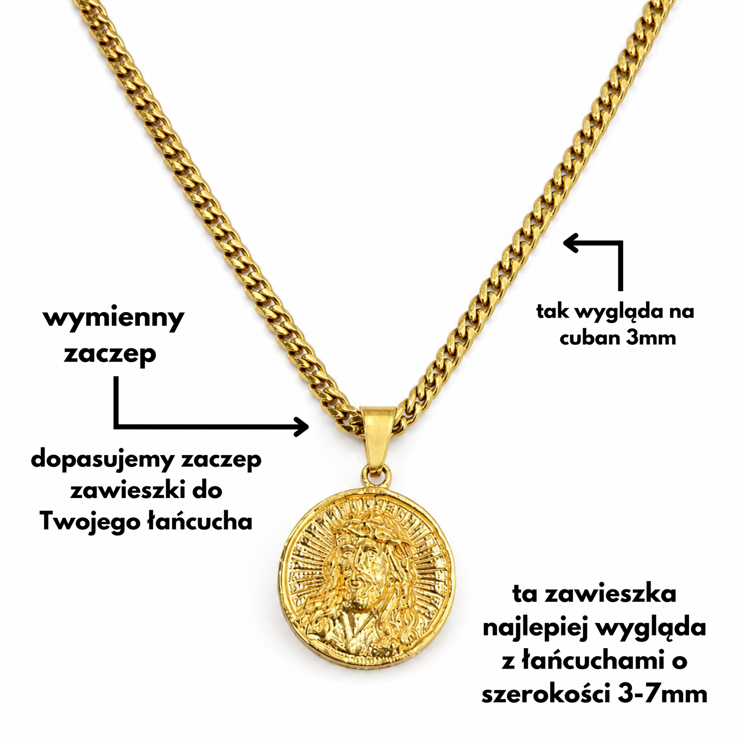 Zawieszka Jezus Medalik Złota