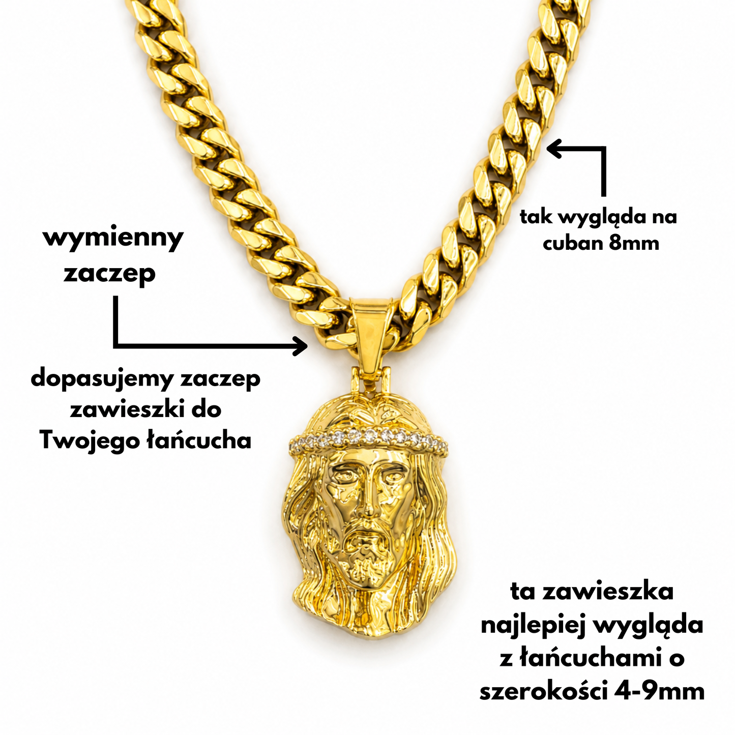 Zawieszka Jezus Diamond Crown Złota