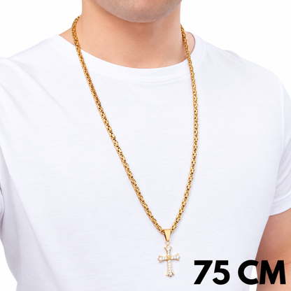 ZESTAW - Królewski Złoty 4mm + Zawieszka Grand Cross Złota