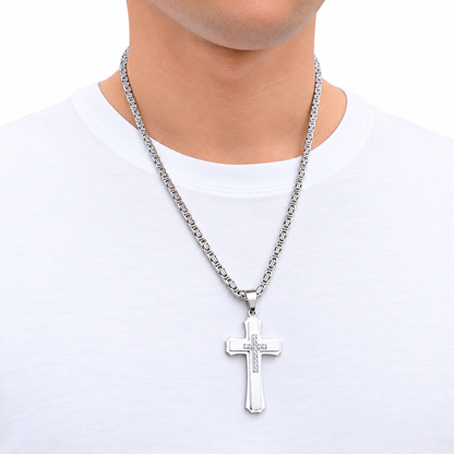 ZESTAW - Królewski 4mm + Zawieszka Royal Cross Białe Złoto