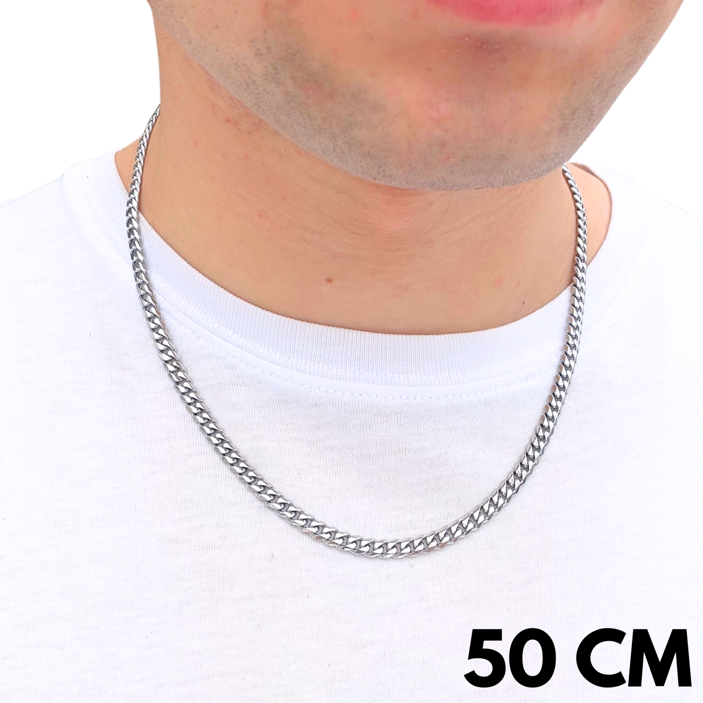 Łańcuch Cuban Białe Złoto - 5mm