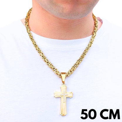 ZESTAW - Królewski Złoty 6mm + Zawieszka Royal Cross Złota