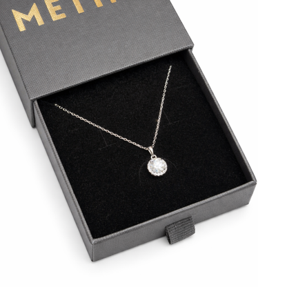 Naszyjnik Vera z Moissanitem 1 karat S925 Białe Złoto Damski