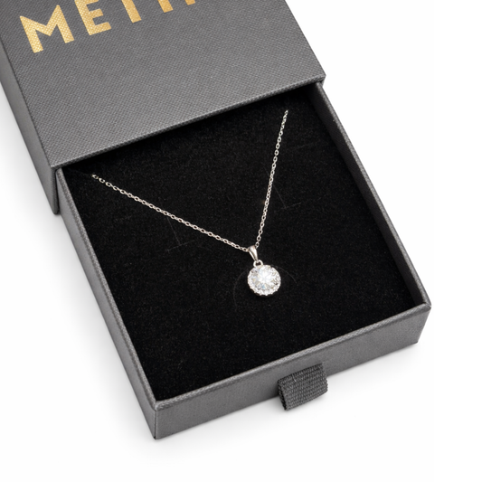 Naszyjnik Vera z Moissanitem 1 karat S925 Białe Złoto Damski