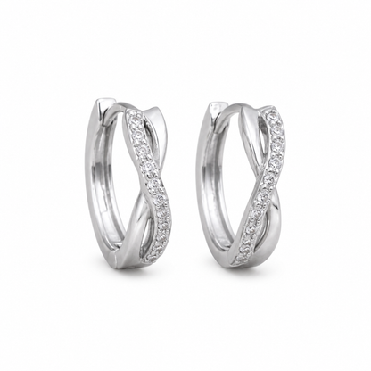Kolczyki Crystal Infinity Hoop S925 Białe Złoto Damskie