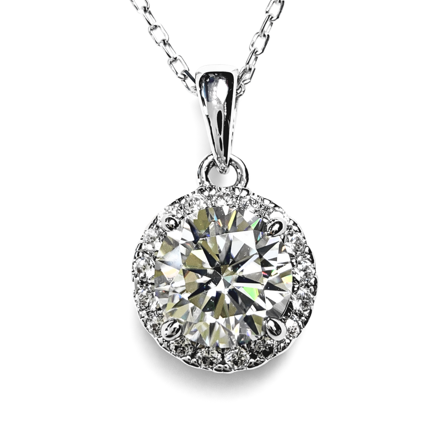 Naszyjnik Vera z Moissanitem 1 karat S925 Białe Złoto Damski