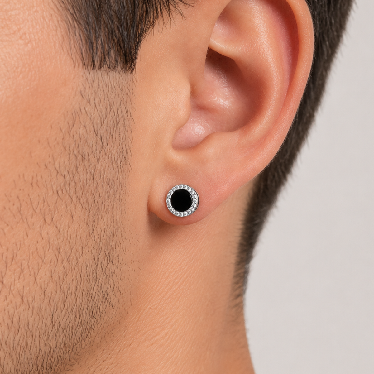 Kolczyki Black Round z Onyksem S925 Czarne Srebrne