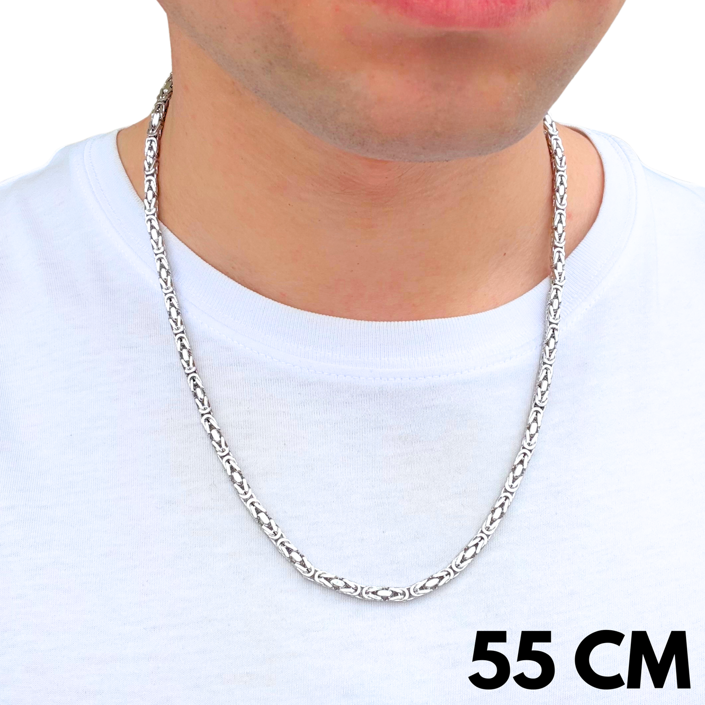 Łańcuch Cesarski Białe Złoto - 4mm