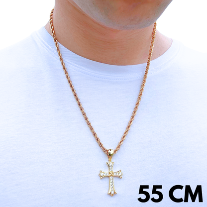 ZESTAW - Rope Złoty 4mm + Zawieszka Grand Cross Złota