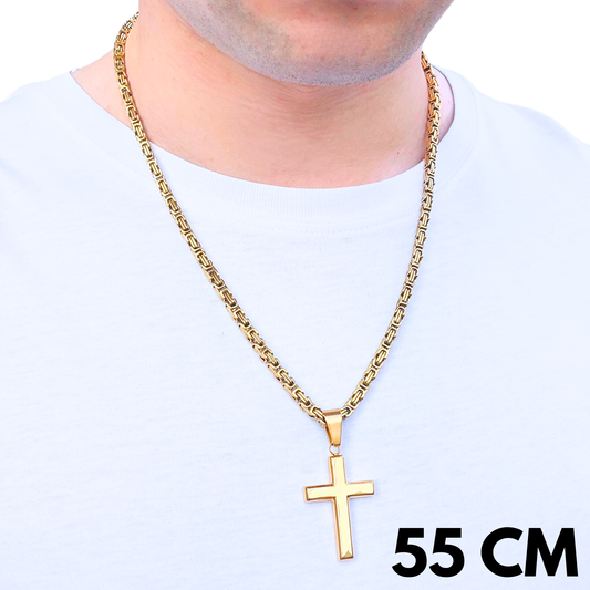 ZESTAW - Królewski Złoty 4mm + Zawieszka Clean Cross Złota