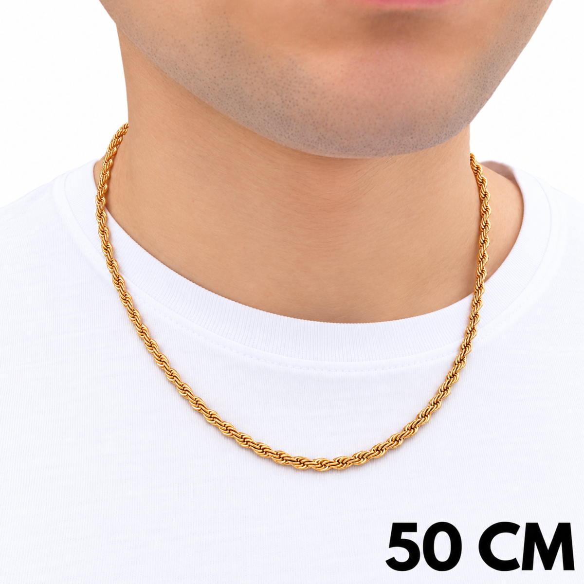 Łańcuch Rope Złoty - 4mm
