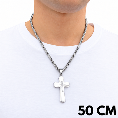 ZESTAW - Królewski 4mm + Zawieszka Royal Cross Białe Złoto