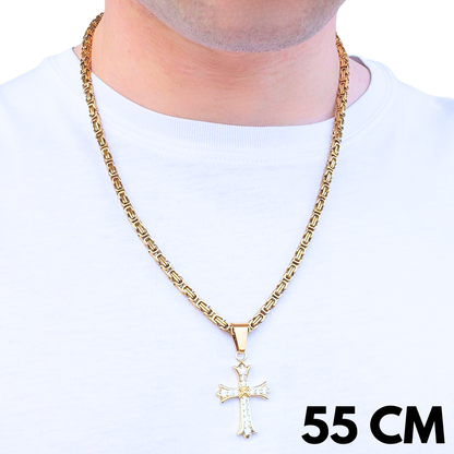 ZESTAW - Królewski Złoty 4mm + Zawieszka Grand Cross Złota