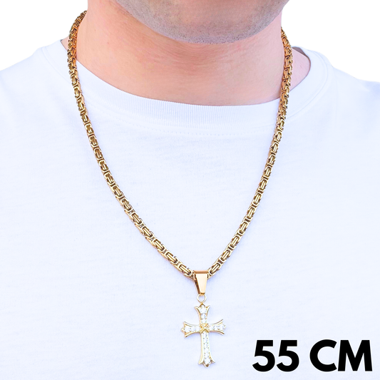 ZESTAW - Królewski Złoty 4mm + Zawieszka Grand Cross Złota