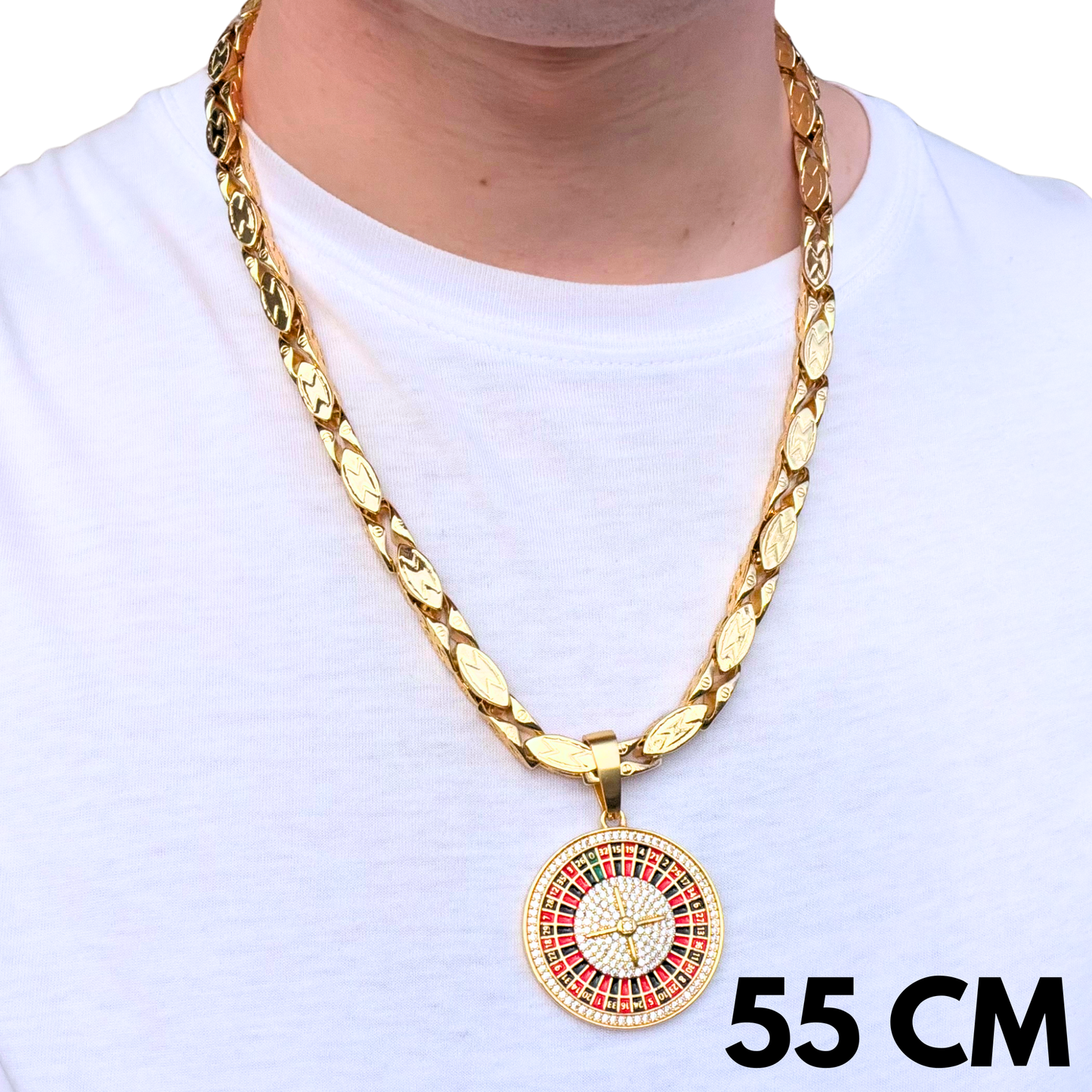 ZESTAW - Magnacki 7 mm Złoty + Zawieszka Ruletka Złota