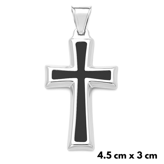 Zawieszka Black Cross Białe Złoto