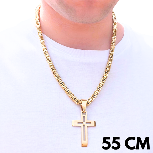 ZESTAW - Królewski Złoty 6mm + Zawieszka Elite Cross Złota