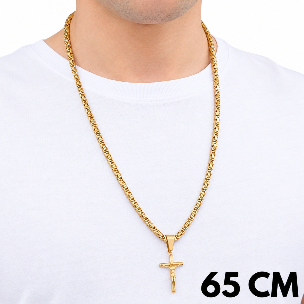 ZESTAW - Królewski Złoty 4mm + Zawieszka Crucifix Złota