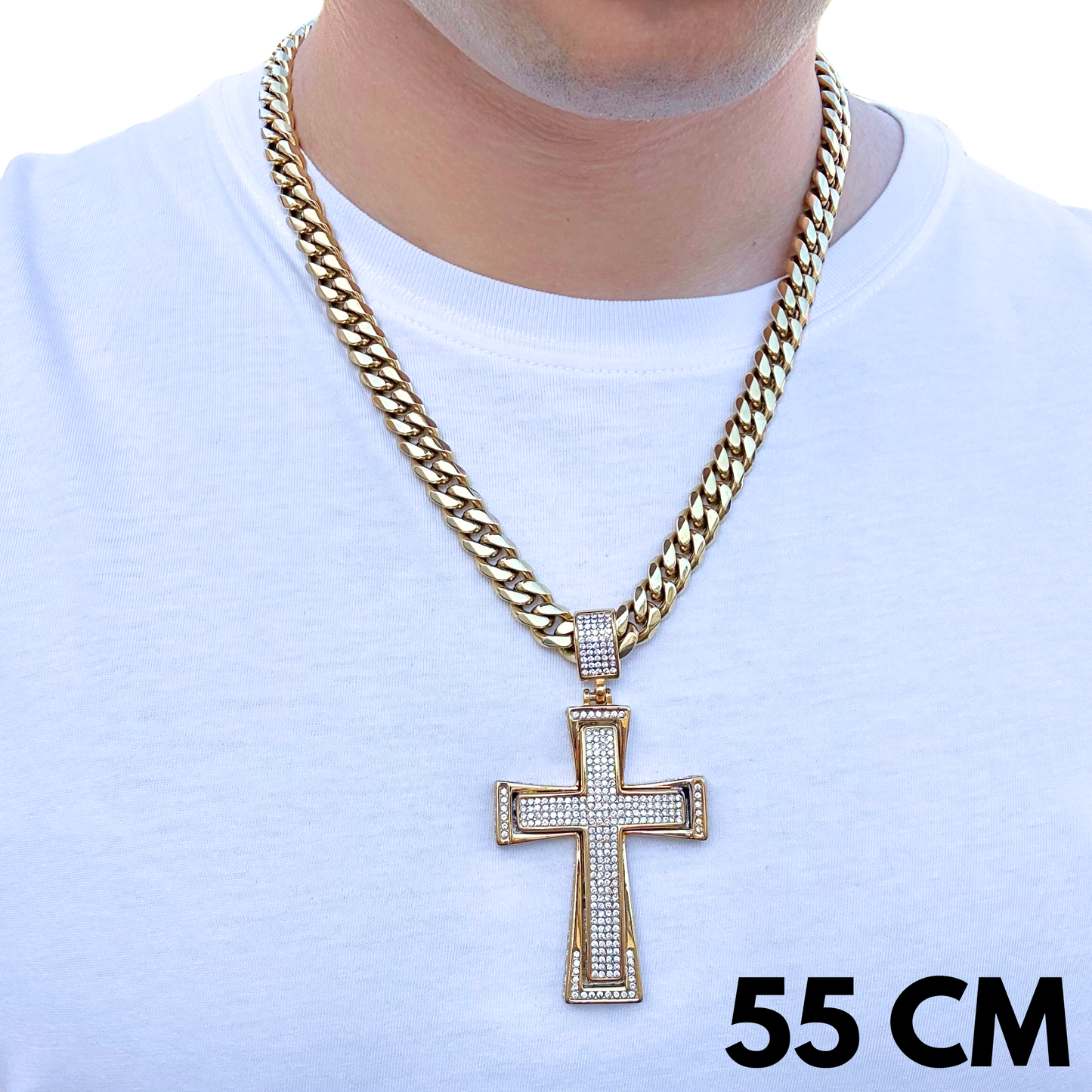 ZESTAW - Cuban Złoty 10mm + Zawieszka Imperial Cross Złota