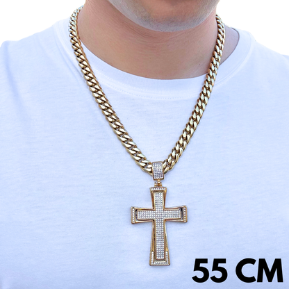 ZESTAW - Cuban Złoty 10mm + Zawieszka Imperial Cross Złota