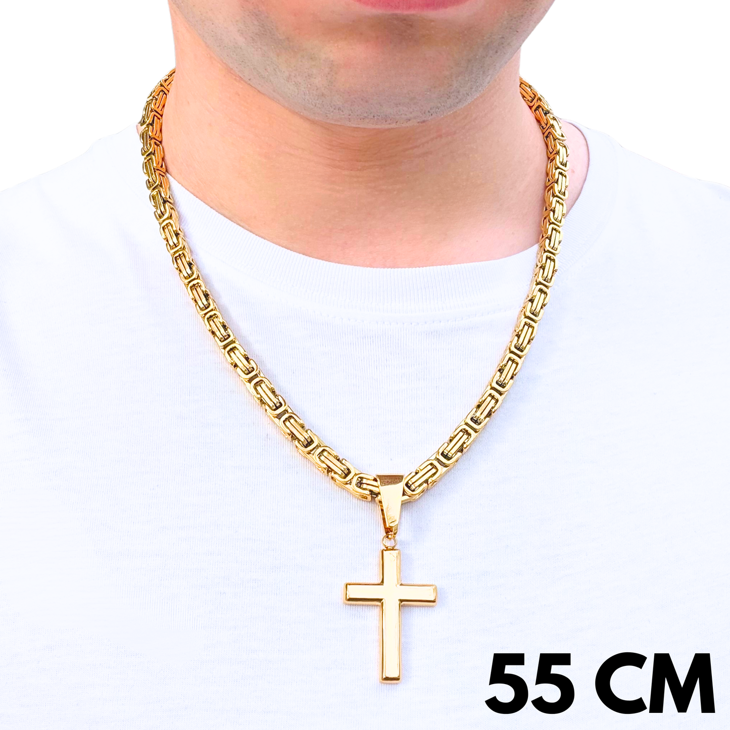 ZESTAW - Królewski Złoty 6mm + Zawieszka Clean Cross Złota